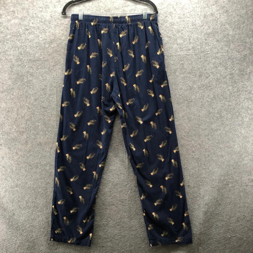 Polo Ralph Lauren Polo Bear Flannel Pajama Pants Mens M Navy Holiday Cotton